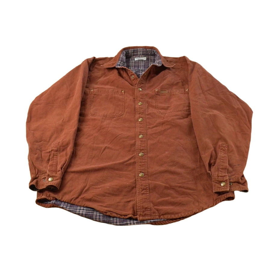 Vintage 1990s Carhartt Heavyweight Lined Workwear Button Up Shirt Men's L Tall
