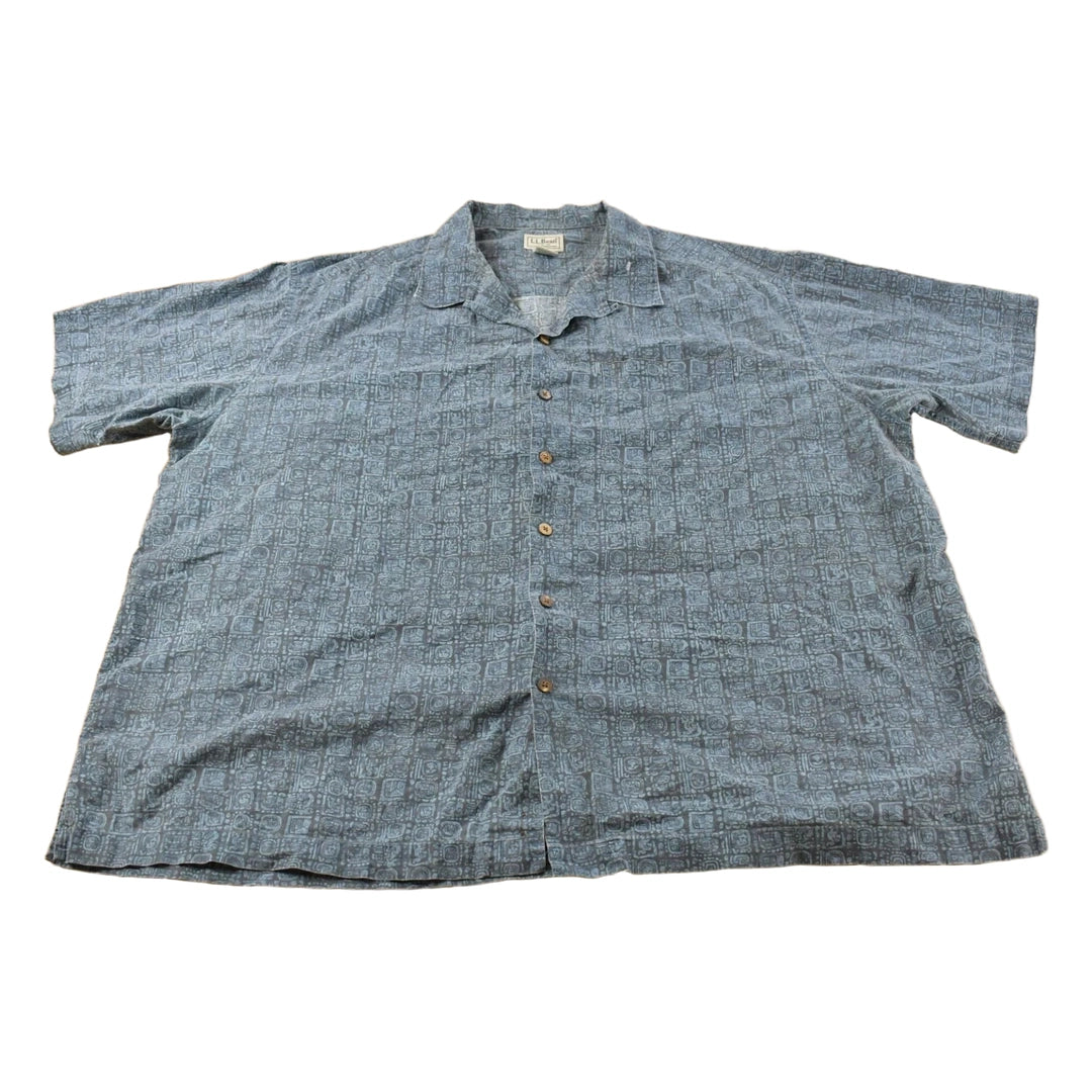 Vintage 1990s L.L. Bean Surf All Over Print Button Up Shirt Men's 2XL