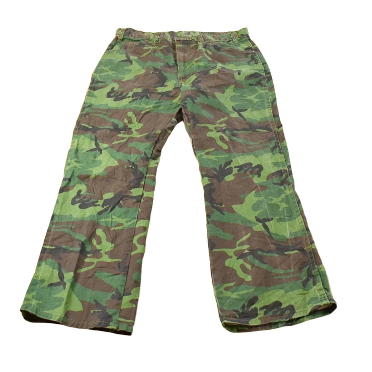 Vintage 1970s Woodland Camouflage Hunting Pants Men's 34 x 28.5
