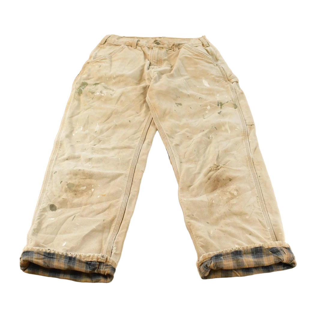Vintage 1990s Distressed Carhartt Lined Canvas Work Pants Men's 28 x 28