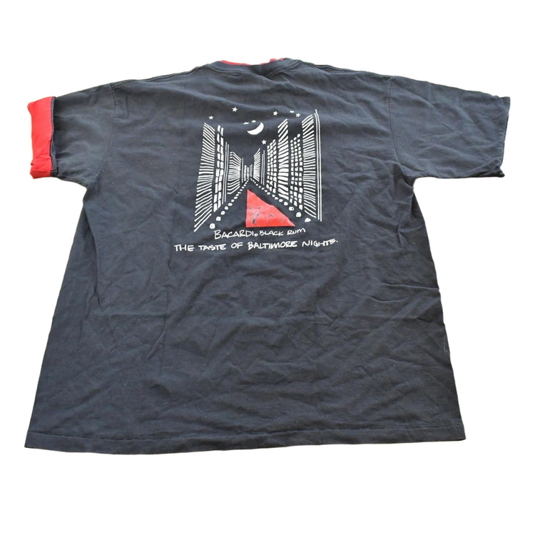 Vintage 1993 Bacardi Black Rum Baltimore Promo Single Stitch T-Shirt Mens XL
