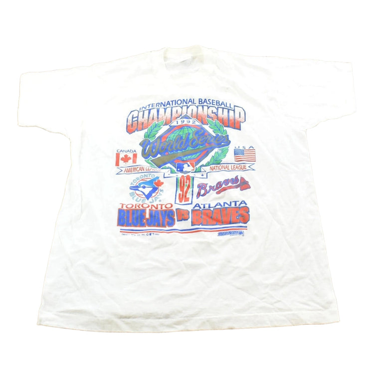 Vintage 1992 Toronto Blue Jays Atlanta Braves MLB World Series Champions T Shirt Men's L