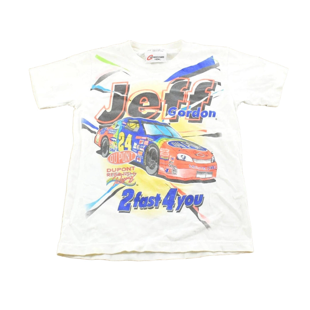 Vintage 1990s Jeff Gordon Dupont 2 Fast 4 You NASCAR Racing T-Shirt Youth 6