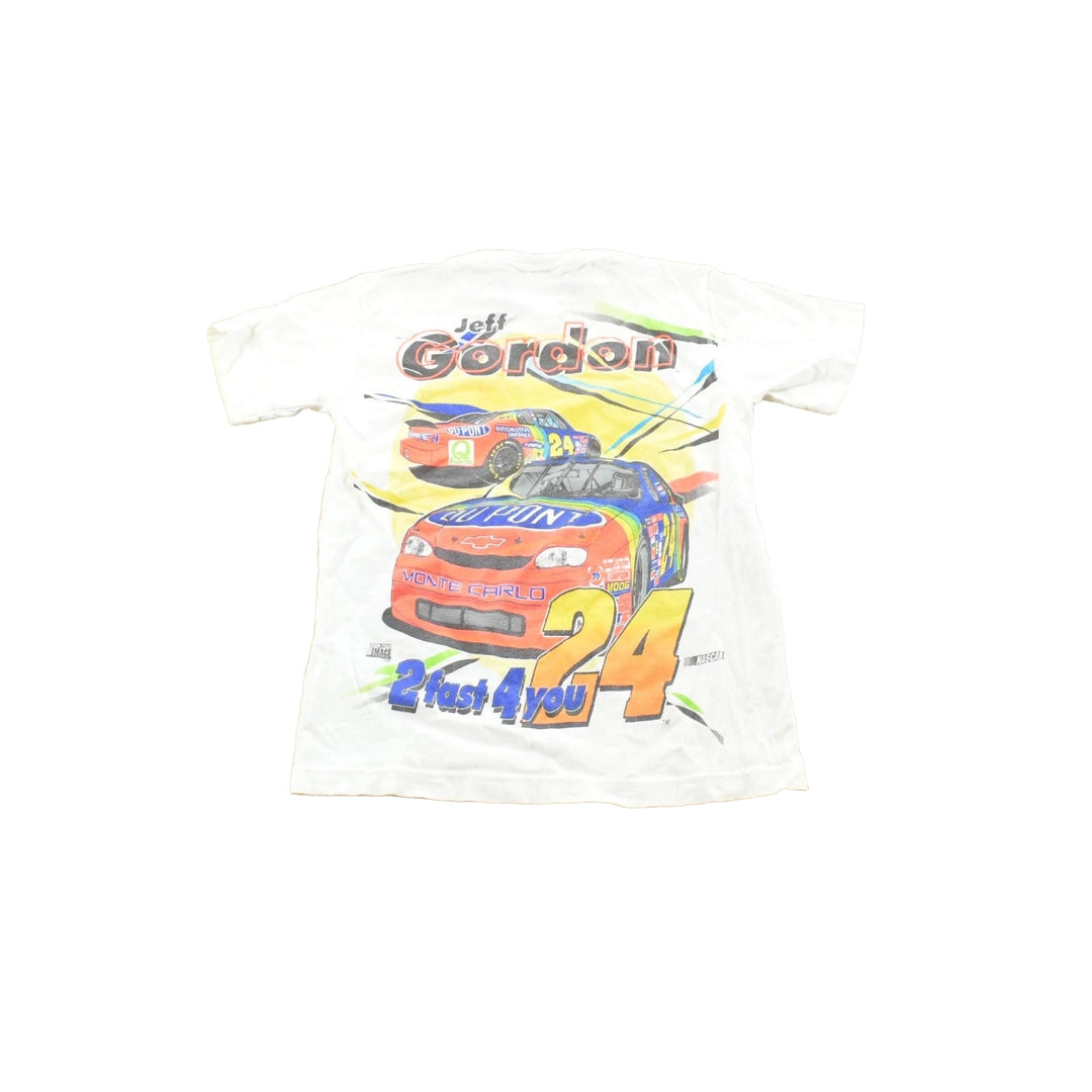 Vintage 1990s Jeff Gordon Dupont 2 Fast 4 You NASCAR Racing T-Shirt Youth 6