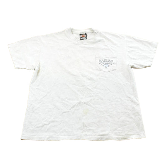 Vintage 1997 Harley Davidson White Plains New York Logo Pocket T-Shirt Men's L