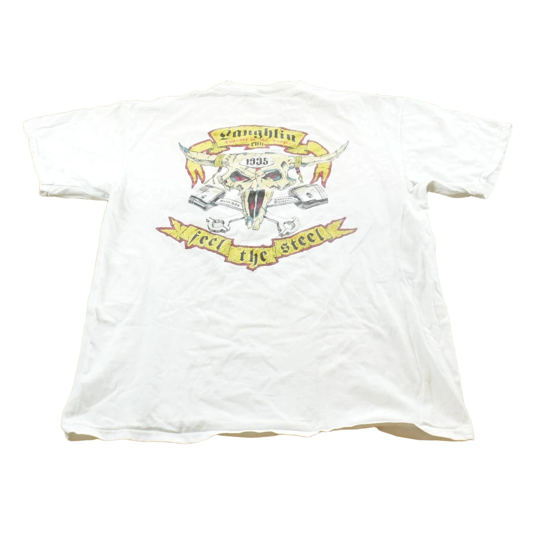 Vintage 1995 Laughlin Thunder in the Desert Feel the Steel Motorcycle T-Shirt Mens L