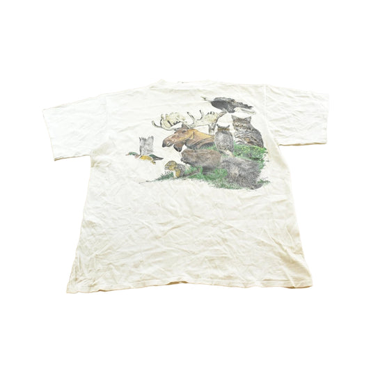 Vintage 1989 Harlequin Forest Animals Nature T-Shirt Men's XL