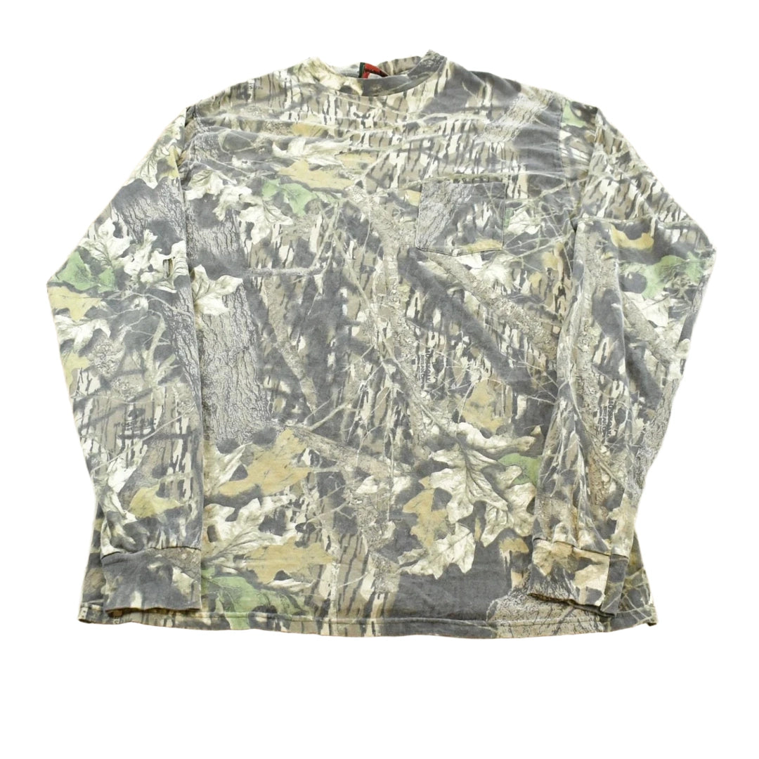 Vintage 1990s Mossy Oak Breakup Camo Long Sleeve T-Shirt Men's L