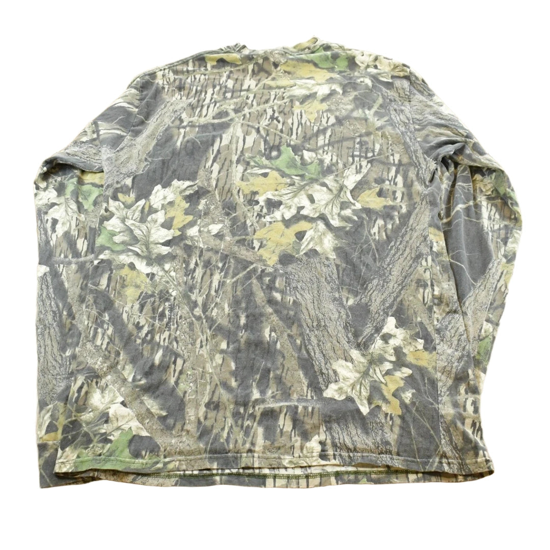 Vintage 1990s Mossy Oak Breakup Camo Long Sleeve T-Shirt Men's L