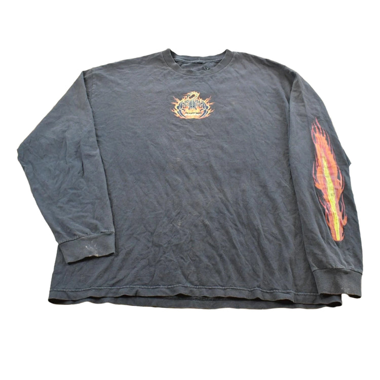 Vintage Y2K Scorpion Bay Flames Skull Long Sleeve T-Shirt Mens XL