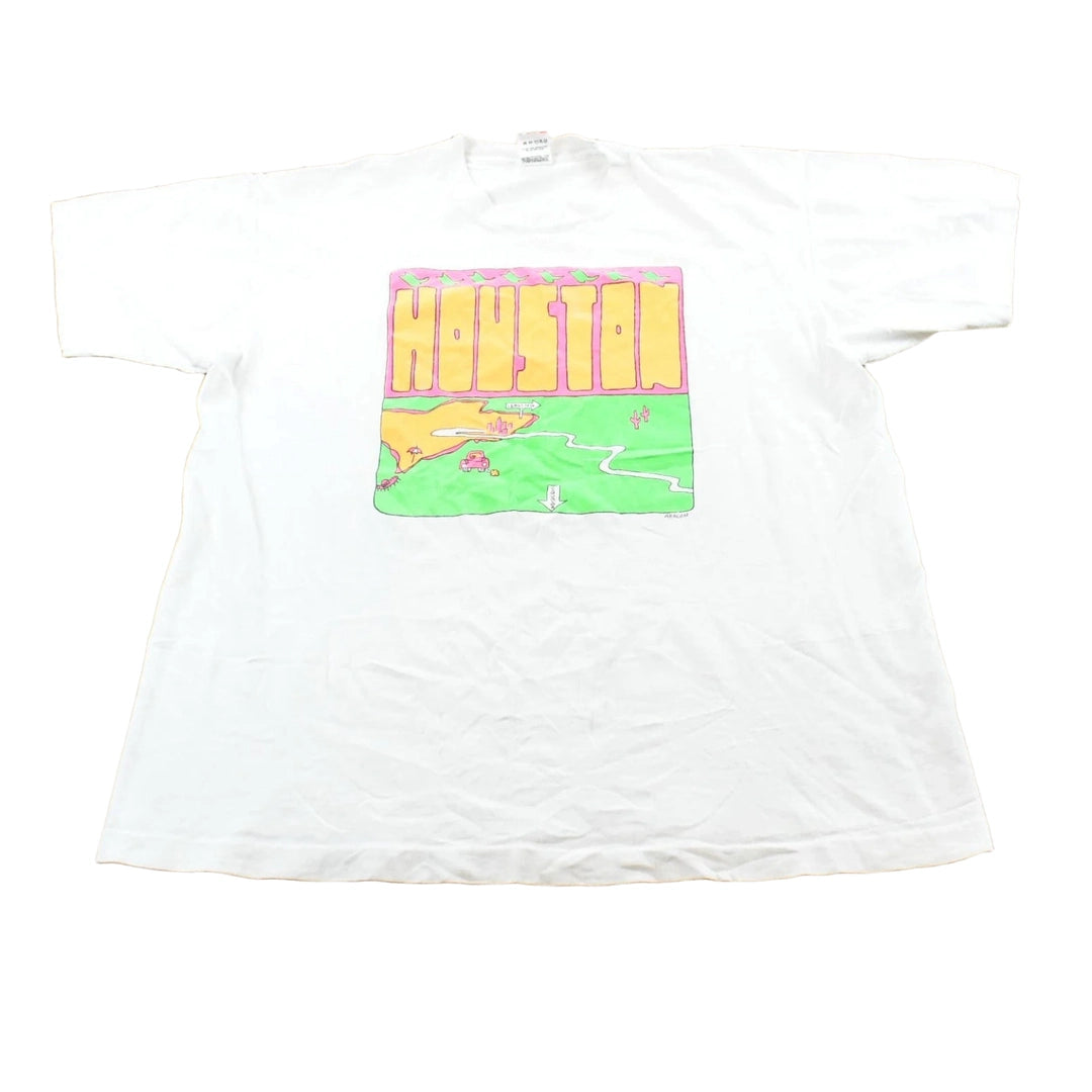 Vintage 1990s Houston Texas Map Souvenir T-Shirt Mens XL