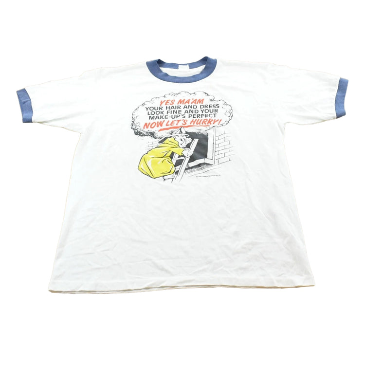 Vintage 1987 Firefighter Funny Comedy Ringer T-Shirt Mens L