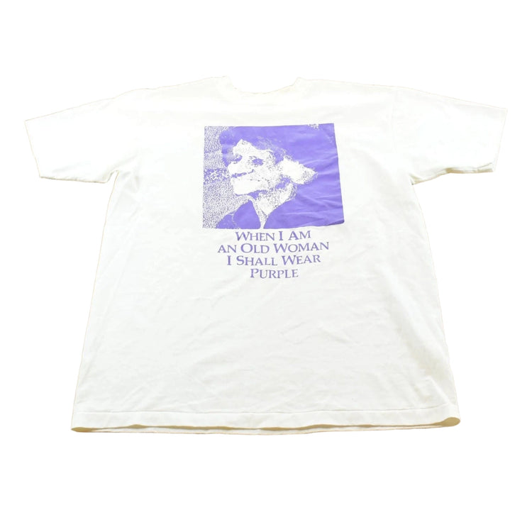 Vintage 1990s Jenny Joseph Warning Woman In Purple Single Stitch T-Shirt Mens M