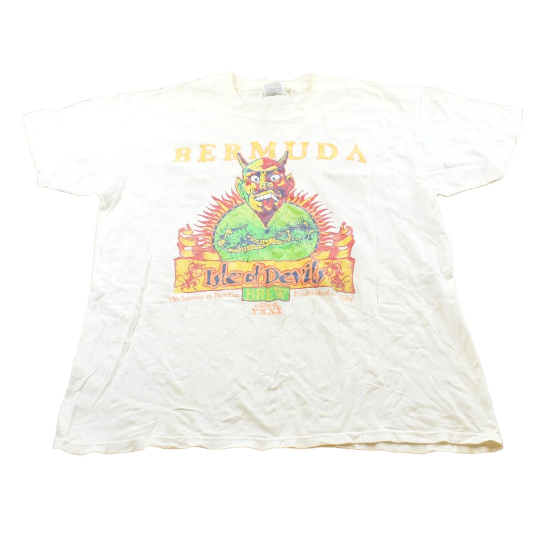 Vintage 1990s Bermuda Isle of Devils Beer Souvenir Graphic Travel T-Shirt Mens XL