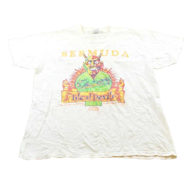 Vintage 1990s Bermuda Isle of Devils Beer Souvenir Graphic Travel T-Shirt Mens XL