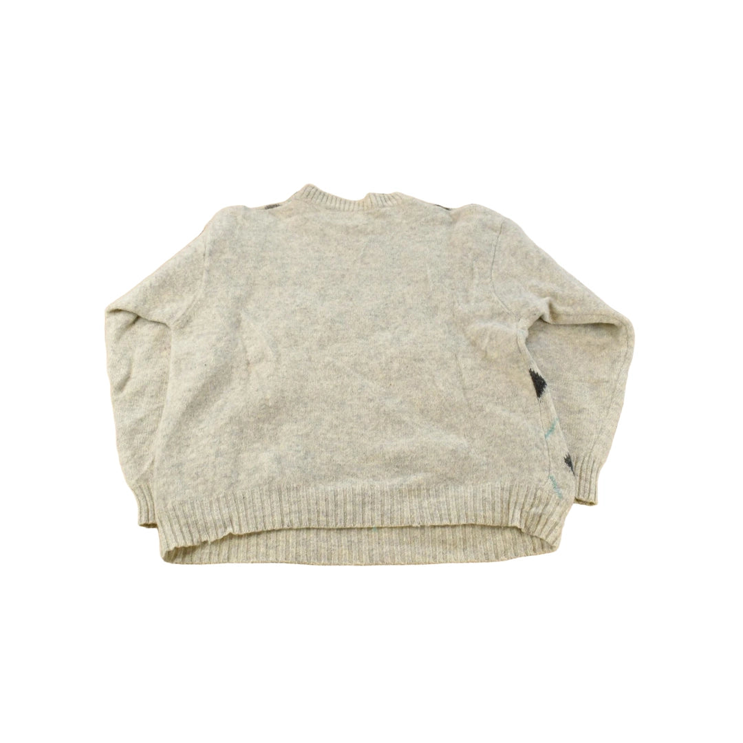 Vintage 1980s United of Benetton Argyle Wool Knit Crewneck Sweater Men's M
