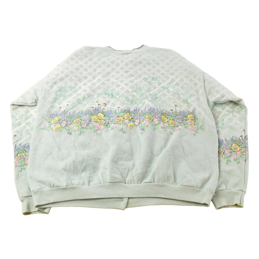 Vintage 1990s Artisans Floral Cardigan Sweatshirt Women's L