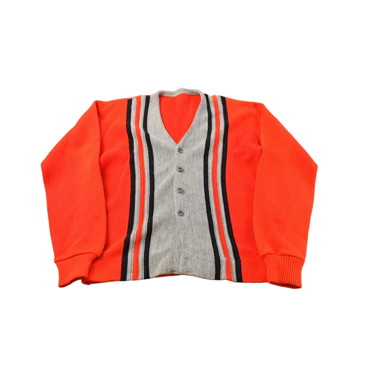 Vintage 1960s Striped Knit Cardigan Sweater Men's M