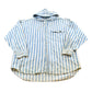 Vintage 1990s Fluid Blues Striped Flannel Hooded Button Up Shirt Mens XL