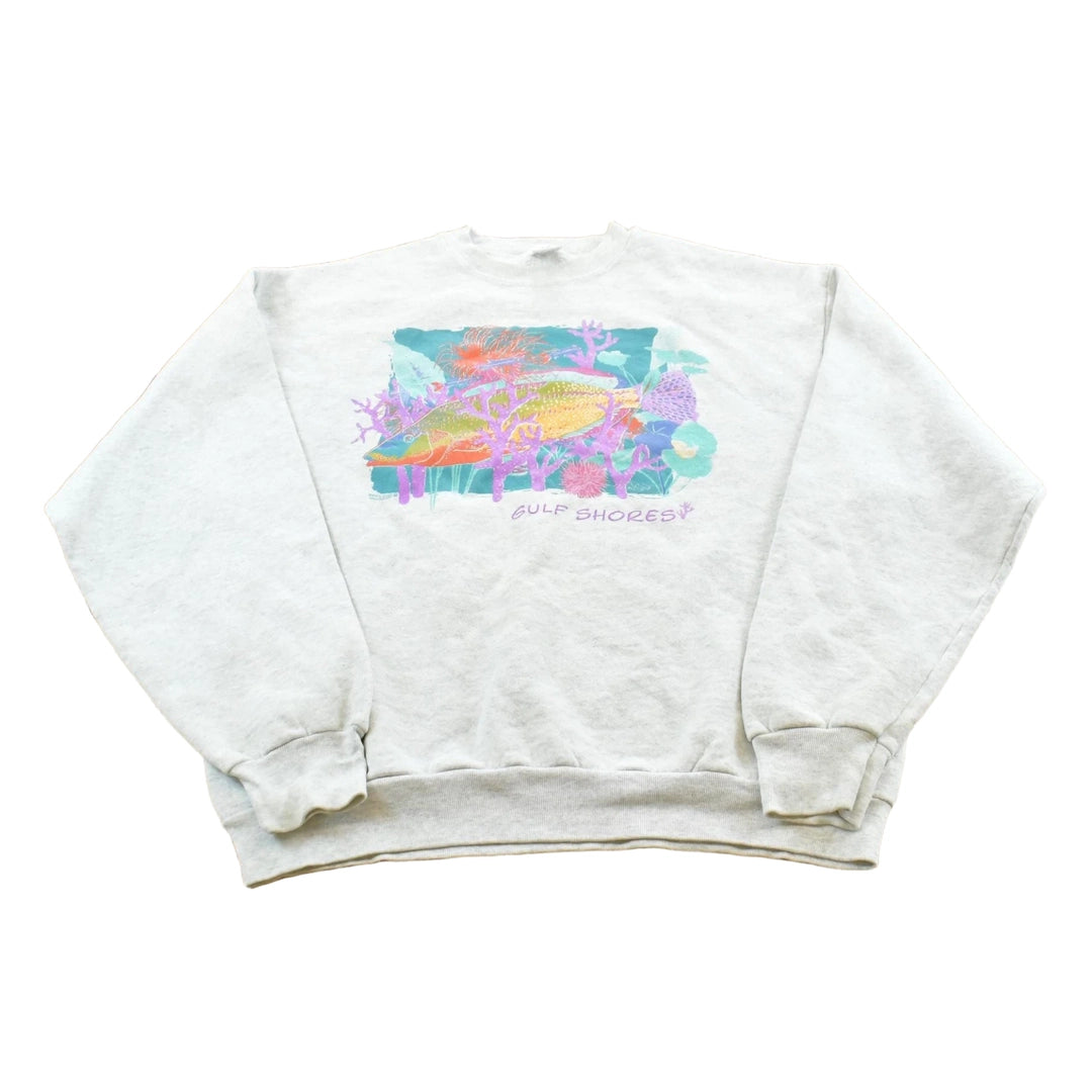Vintage 1990s Gulf Shores Fish Crewneck Sweatshirt Mens L