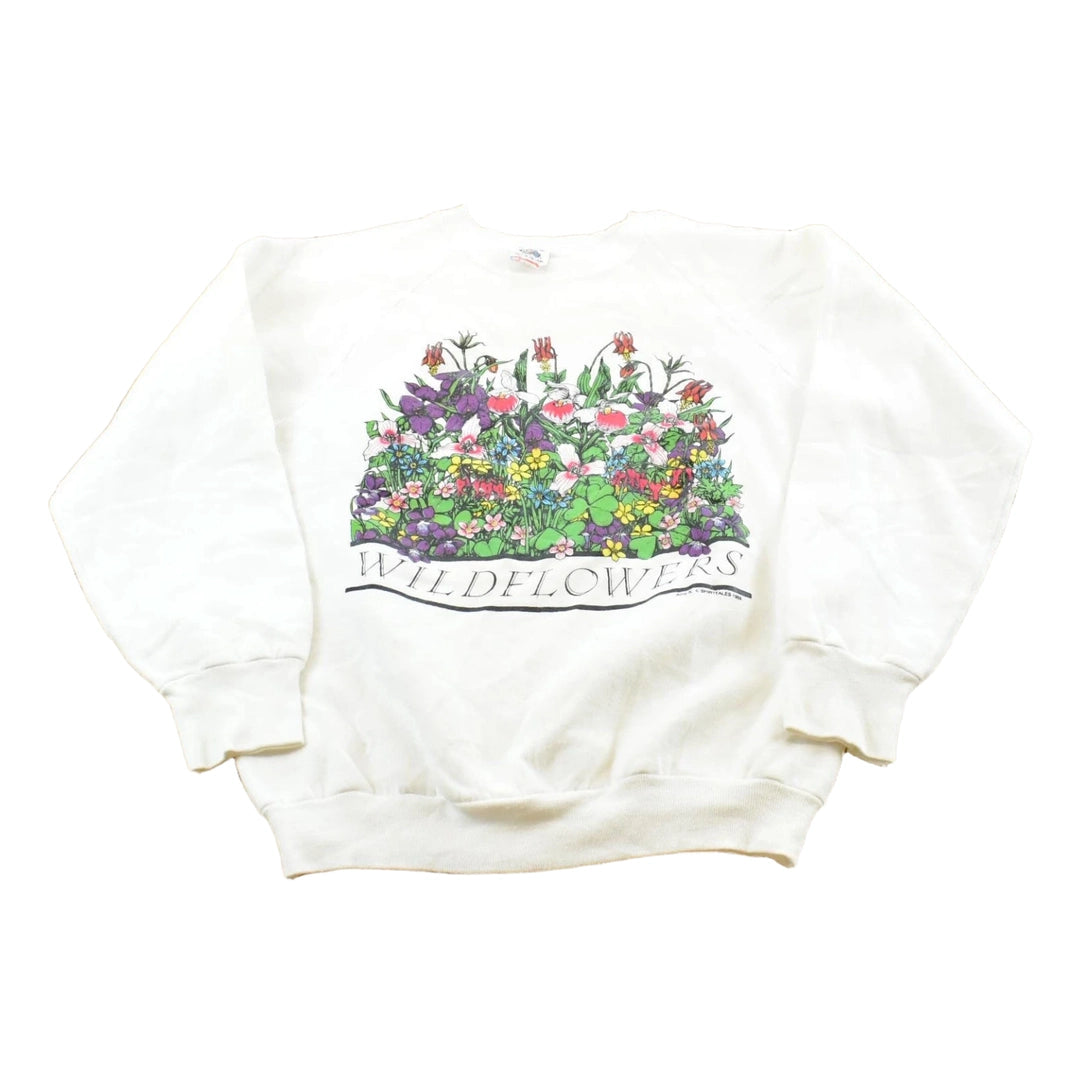 Vintage 1989 Nature Print Wildflowers Sweatshirt Mens Men's Medium