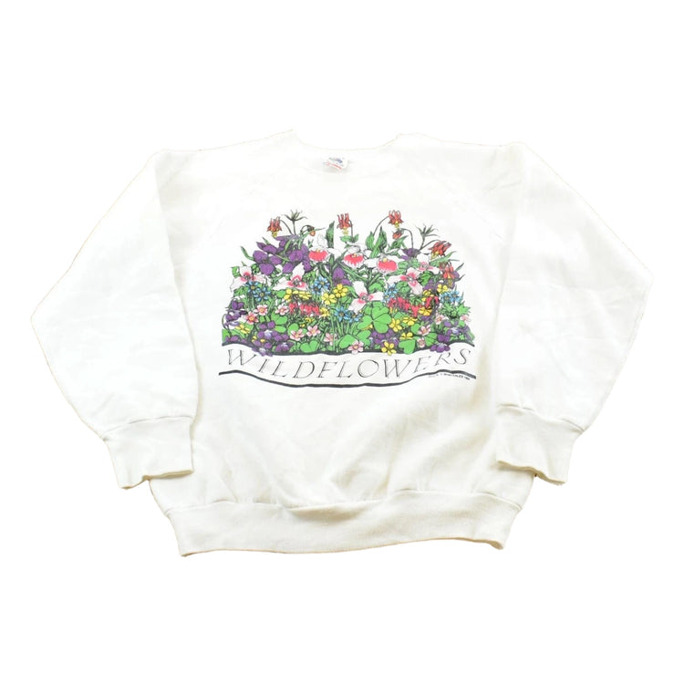 Vintage 1989 Nature Print Wildflowers Sweatshirt Mens Men's Medium