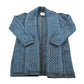 Vintage 1990s Aran Crafts 100% Merino Wool Cable Knit Shawl Cardigan Long Sweater Mens S