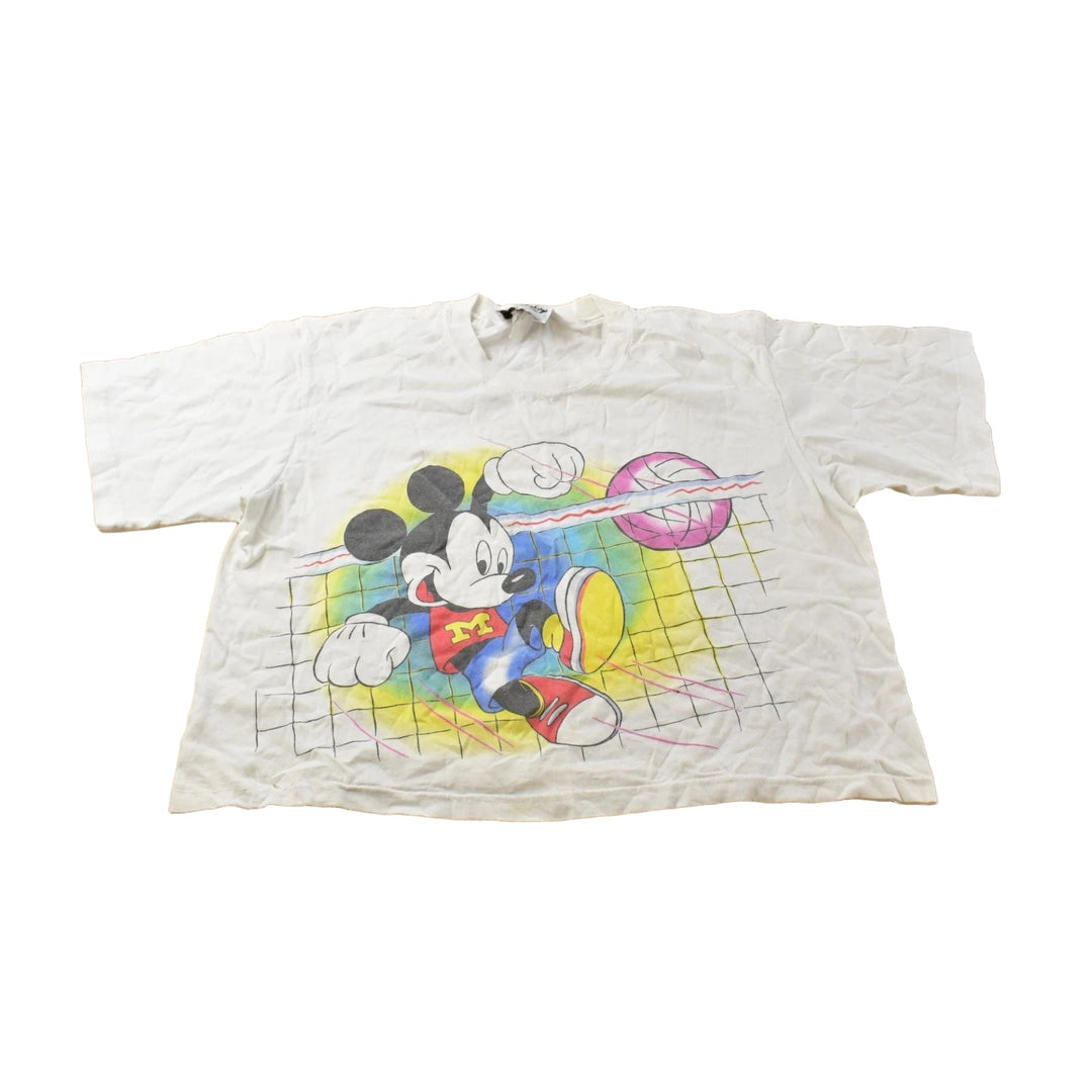 Vintage 1980s Disney World Mickey Mouse Graphic Cropped T-Shirt Women's Cropped L