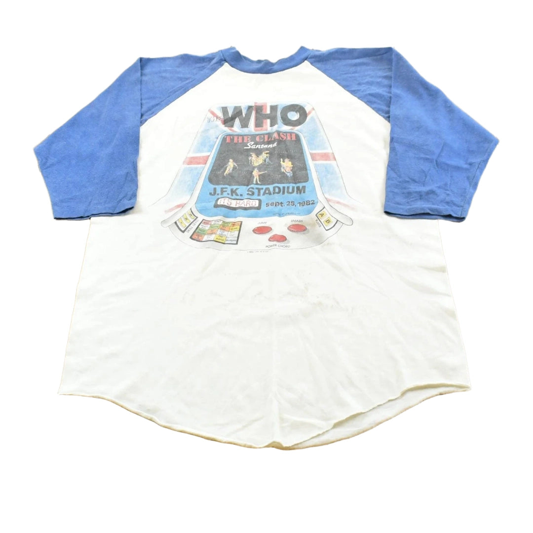 Vintage 1982 The Who The Clash Santana JFK Stadium Concert Band Raglan T-Shirt Men's M