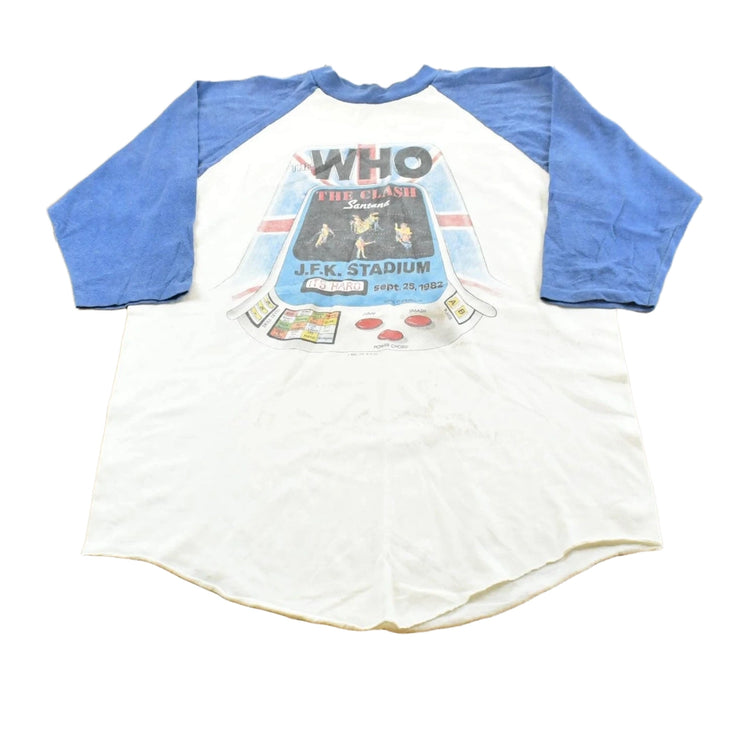 Vintage 1982 The Who The Clash Santana JFK Stadium Concert Band Raglan T-Shirt Men's M