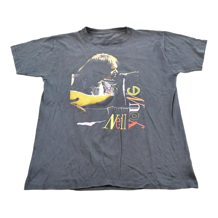 Vintage 1986 Neil Young Crazy Horse Rock Band Concert Music T-Shirt Men's M