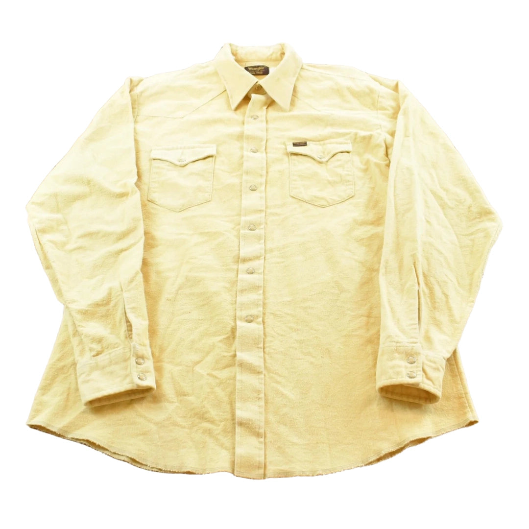 Vintage 1970s Wrangler Chamois Cloth Button Up Shirt Men's L