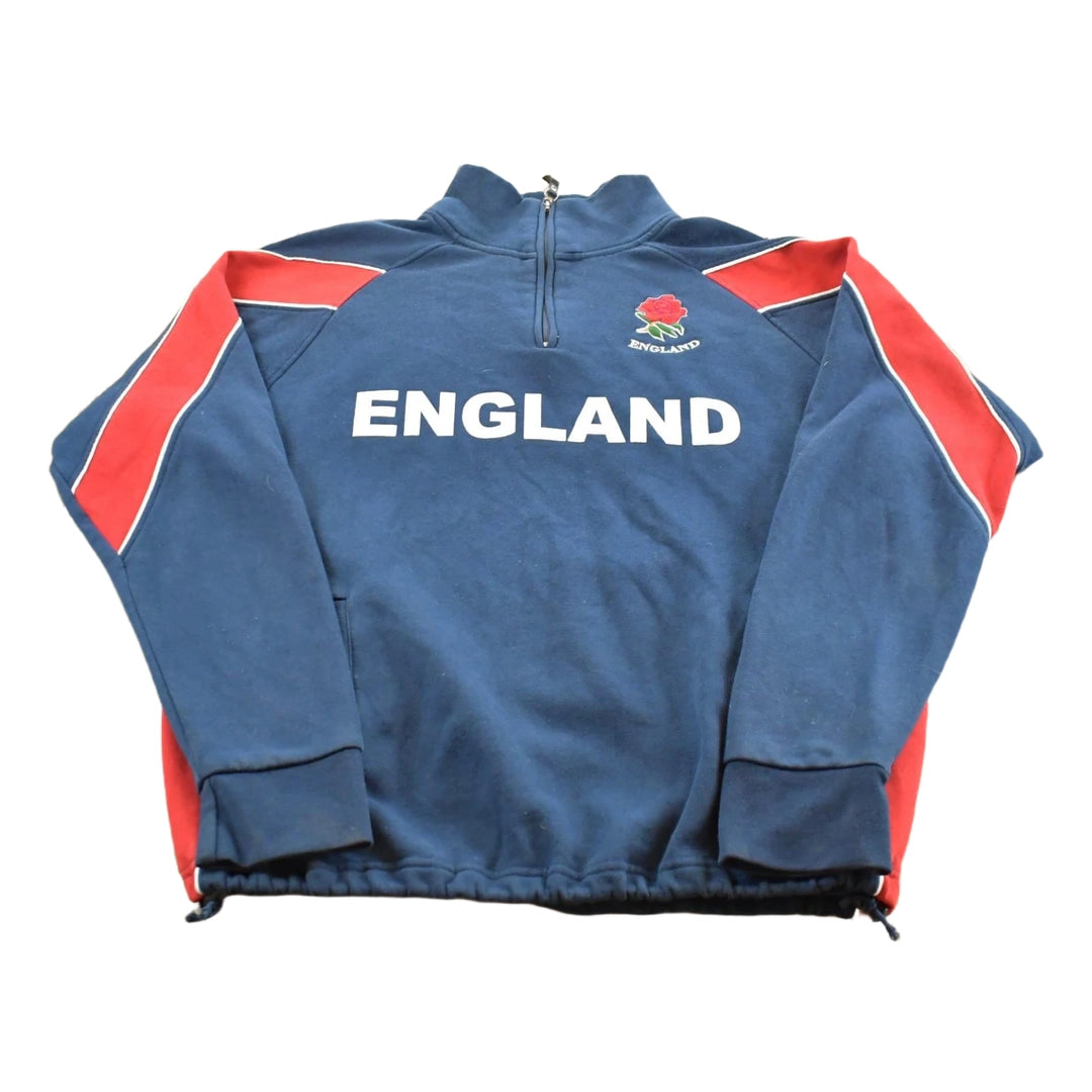 Vintage 1990s England Rugby Quarter Zip Collared Pullover Sweatshirt Mens M