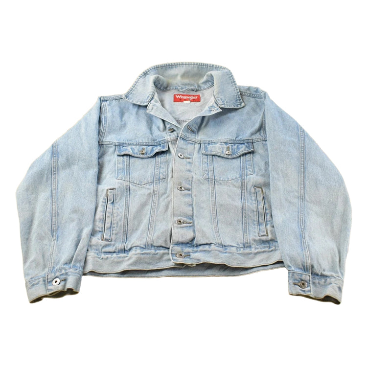 Vintage 1990s Wrangler Hero Light Wash Denim Jean Jacket Men's L