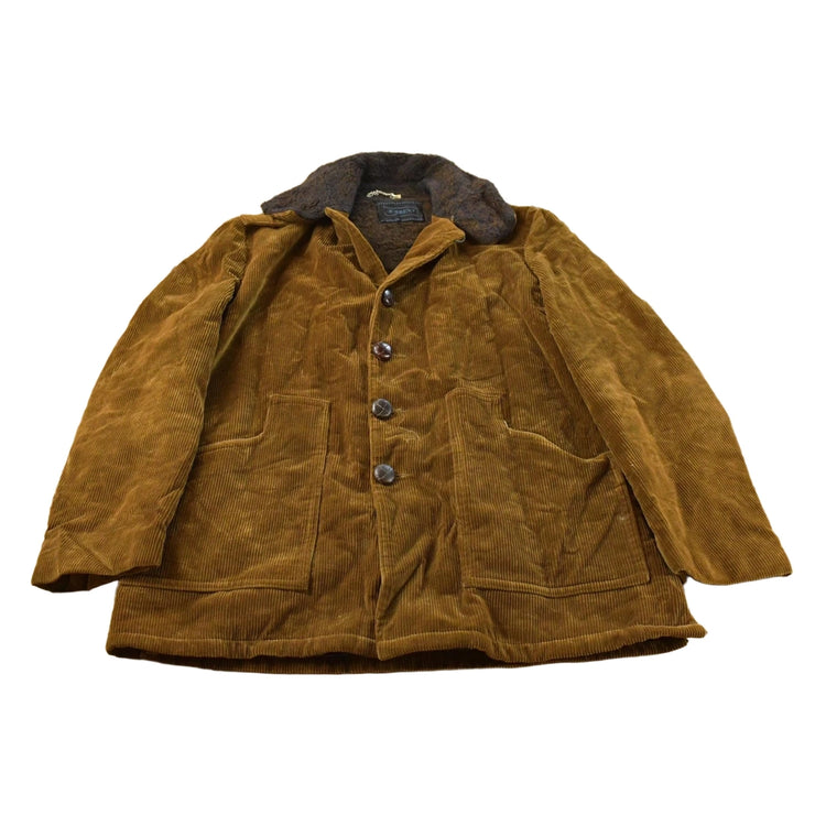 Vintage 1960s Brent Sherpa Lined Corduroy Blazer Coat Men's 46