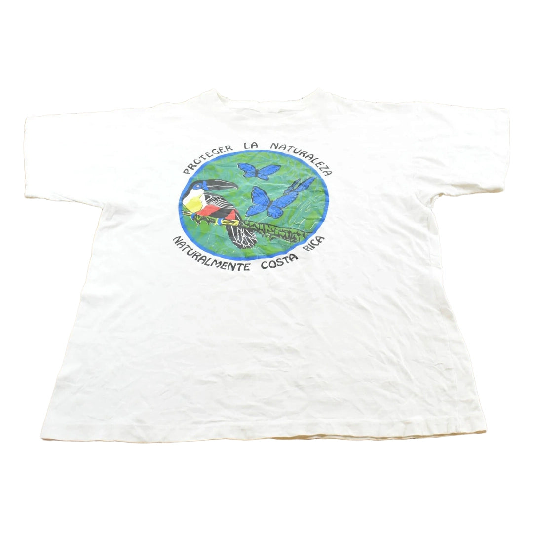 Vintage 1990s Costa Rica Protect Nature Toucan Butterfly Rainforest Souvenir Travel T-Shirt Men's L
