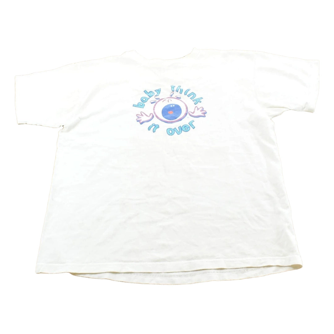 Vintage 1990s Baby Think It Over Funny Graphic T-Shirt Mens L