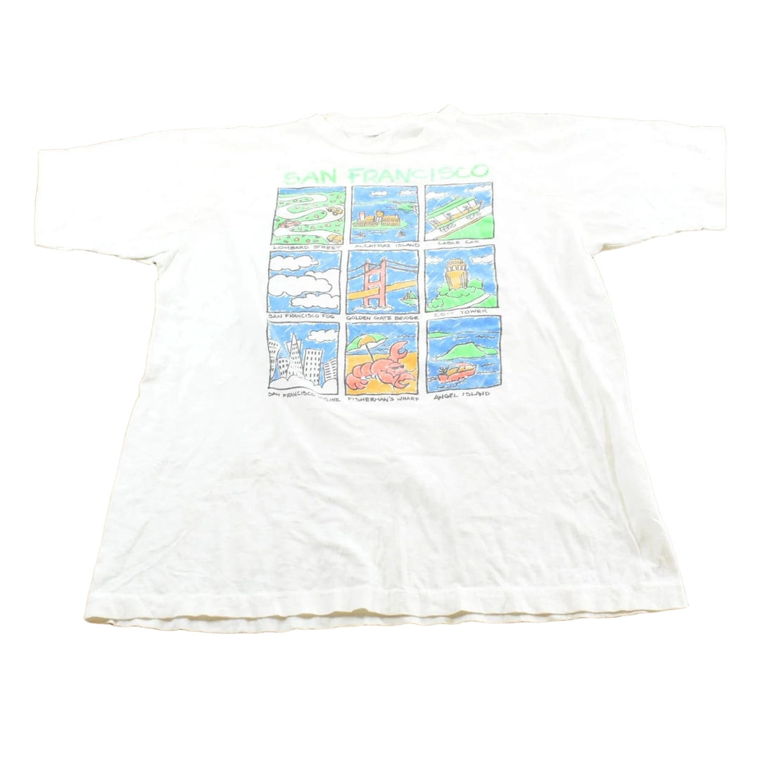 Vintage 1990 San Francisco Golden Gate Bridge Landmarks Souvenir T-Shirt Men's L