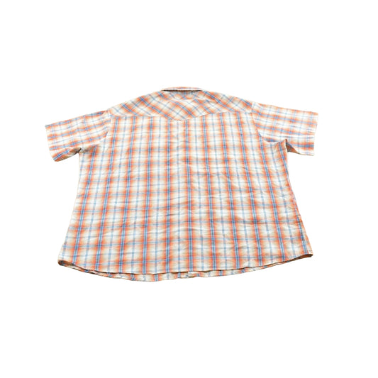 Vintage 1990s Wrangler Western Shirts Plaid Pearl Snap Short Sleeve Button Up Shirt Mens 2XL