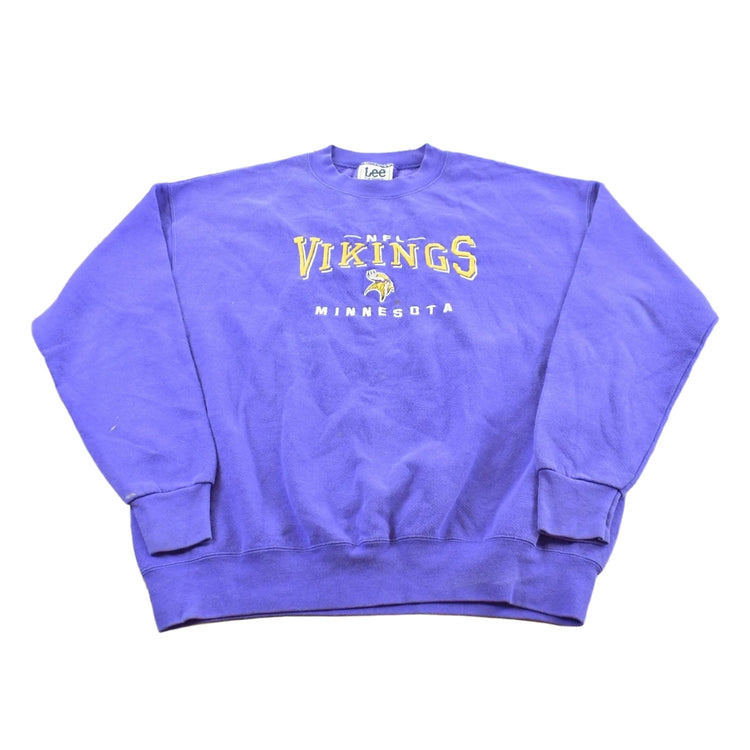 Vintage 1990s Minnesota Vikings NFL Embroidered Crewneck Sweatshirt Mens XL Men's Large