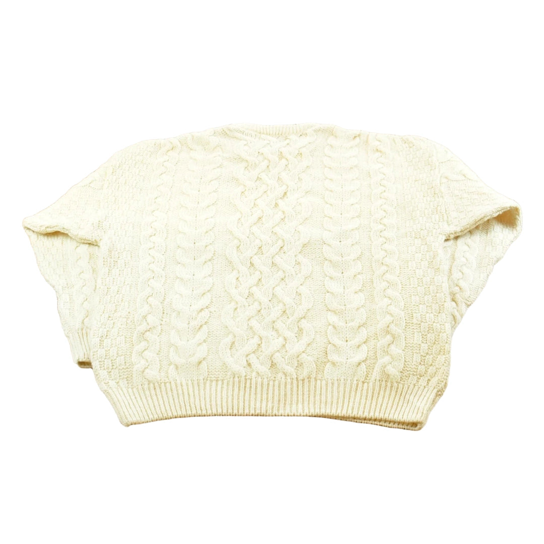 Vintage 1990s Aran Crafts 100% Wool 3D Cable Knit Sweater Mens L