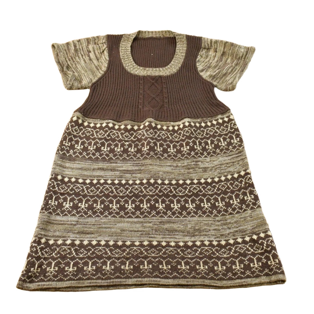Vintage 1970s Nordic Pattern Knit Dress Women's S