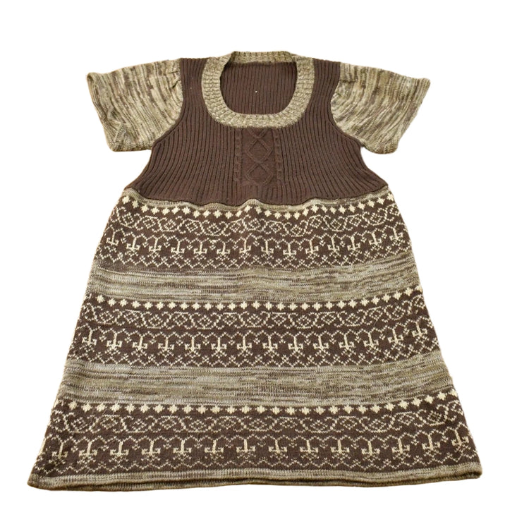 Vintage 1970s Nordic Pattern Knit Dress Women's S