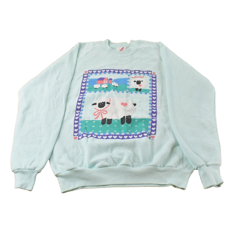 Vintage 1990s Sheep Farm Graphic Raglan Crewneck Men's M