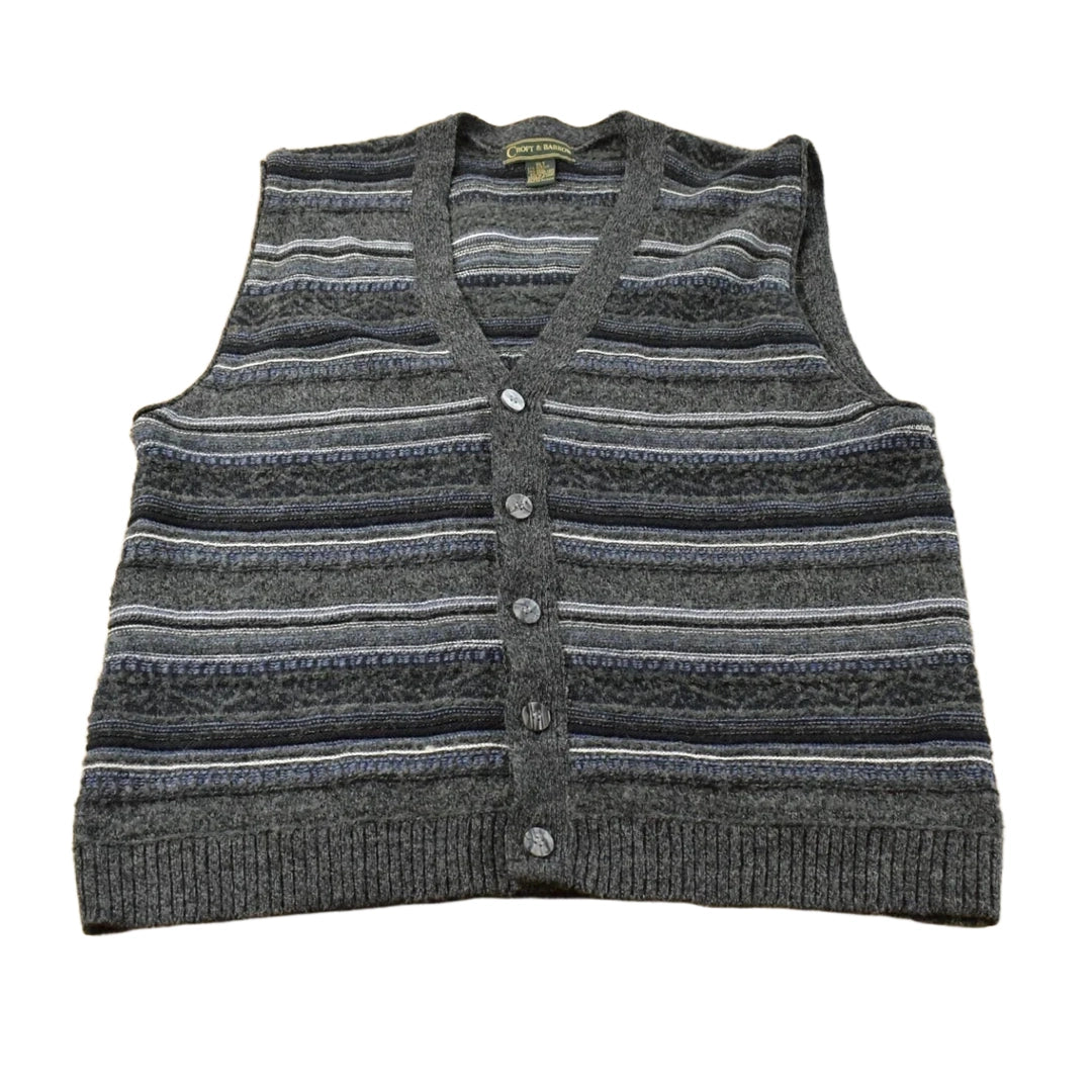 Vintage 1990s Croft & Barrow Abstract Knit Cardigan Sweater Vest Men's XL Tall