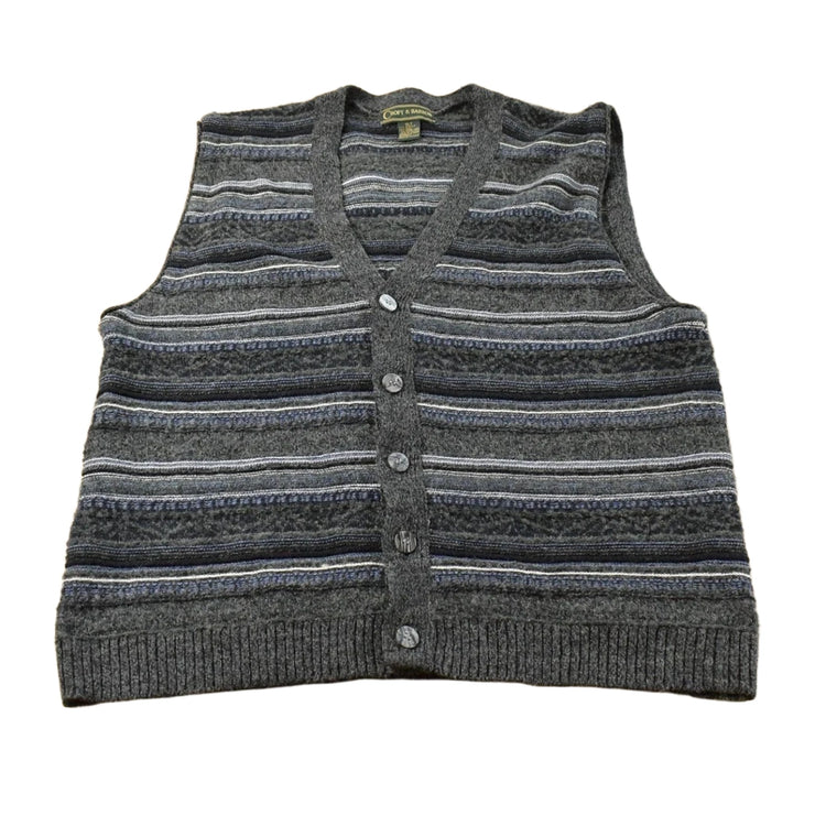Vintage 1990s Croft & Barrow Abstract Knit Cardigan Sweater Vest Men's XL Tall