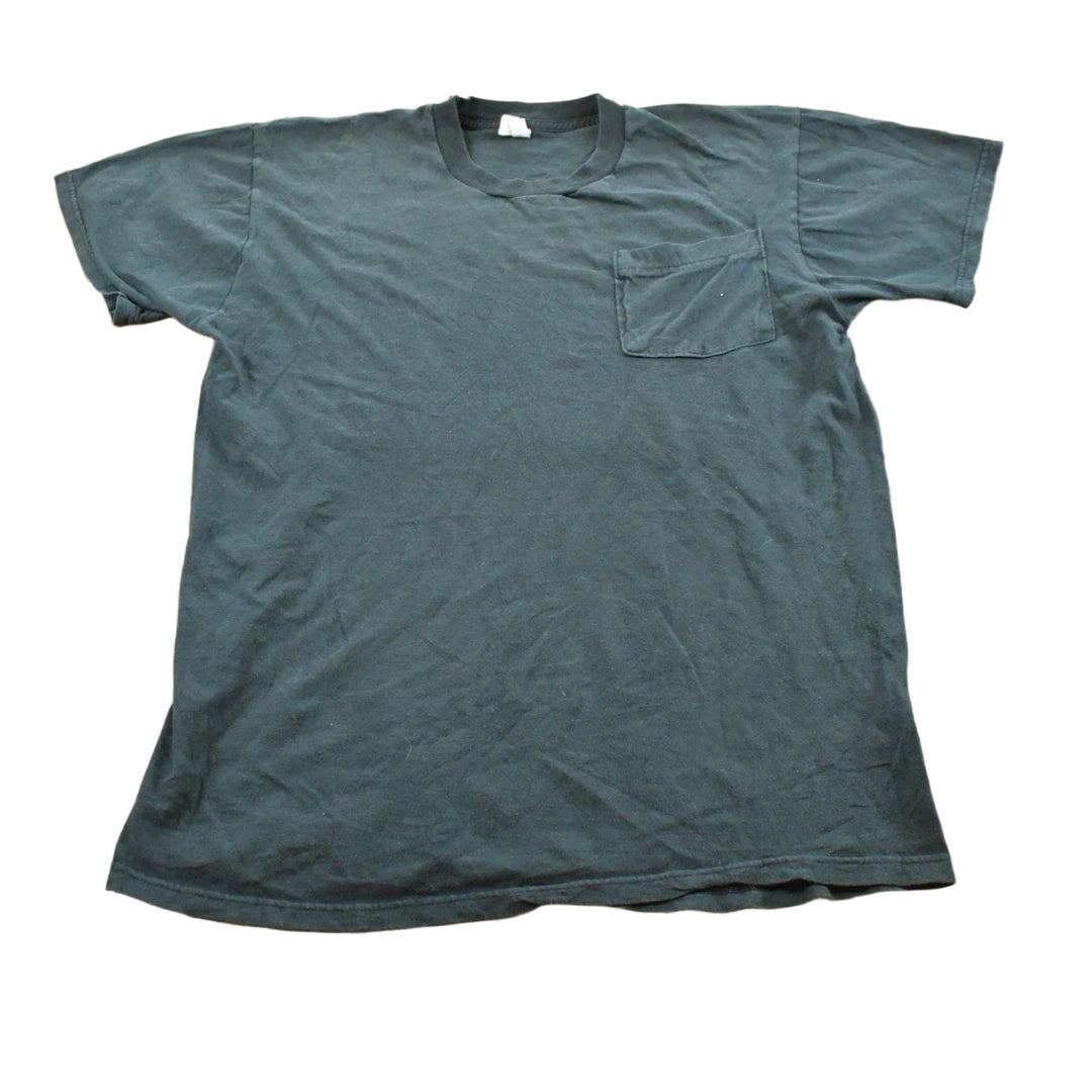 Vintage 1990s Fruit of the Loom Black Blank Pocket T-Shirt Men's M