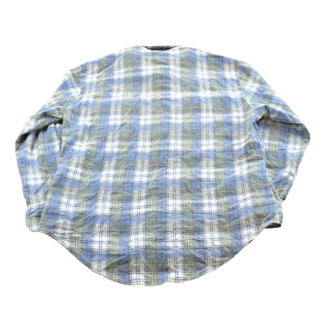Vintage 1990s Printed Cotton Plaid Flannel Button Up Shirt Men's L