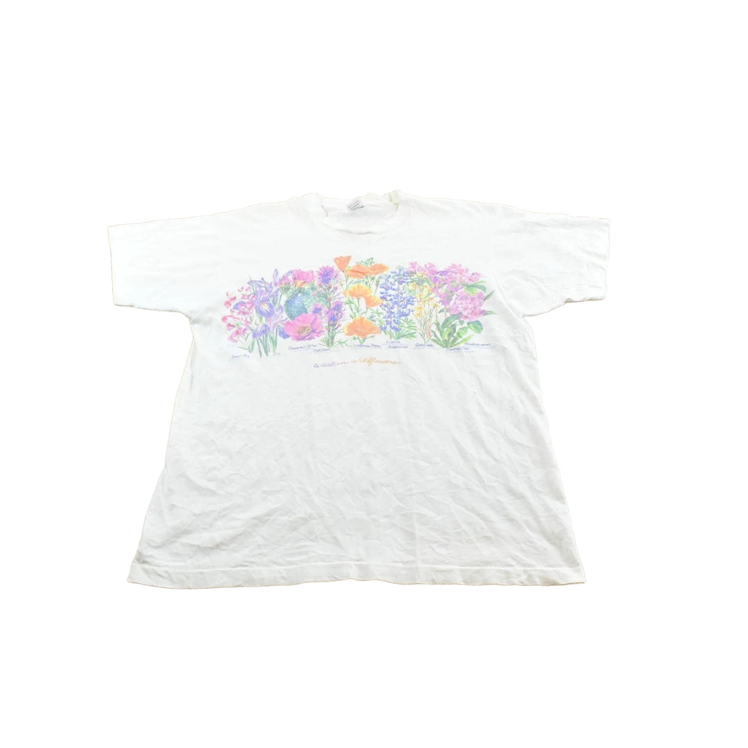 Vintage 1990s Western Wildflowers Nature T-Shirt Men's L