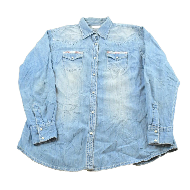 Vintage Y2K Wrangler Denim Button Up Cowboy Shirt Women's XL
